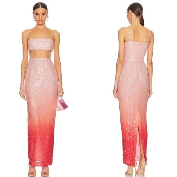 SAU LEE Talia Dress in Blush Red Ombre - Picture 1 of 14